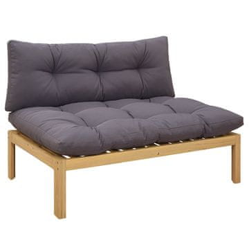 Vidaxl Srednji kavč Svetel akacija in temno siva 120 x 80 x 82 cm