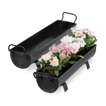 Northix Set 2 cvetličnih škatel železne podolgovate