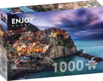 ENJOY Puzzle Manarola ob mraku, Cinque Terre, Italija 1000 kosov