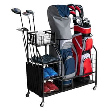 Northio Golf organizator s kolesi za 2 torbi kovinski 95x40x94 cm