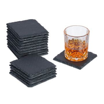 Northix Podstavki iz skrilavca 10x10 cm kvadratni set 16 kos