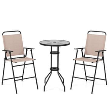 Northix 3 delna bistro garnitura 60x60x92 cm steklo zložljivi stoli