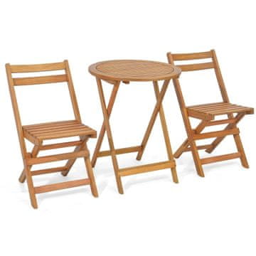 Northix 3 delna bistro garnitura akacija les zložljiva miza 60 cm