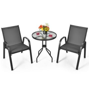 Northix Zložljiva balkonska garnitura 3-delna kovinski okvir 60x60x70 cm