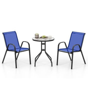 Northix 3-delni zložljiv bistro komplet kovina steklo 60x60x70 cm modra