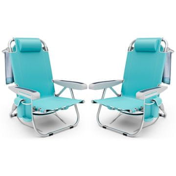 Northix 2-delni zložljivi plažni stoli nastavljivi aluminij 5 položajev