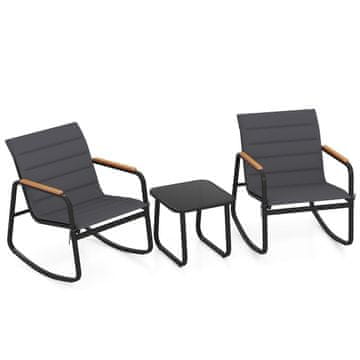 Northix 2 gugalna vrtna stola s stekleno mizo kovinski okvir blazine