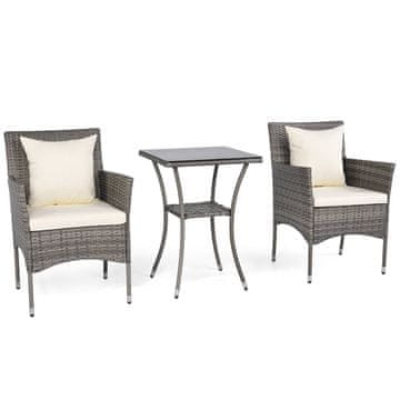 Northix 3-delni vrtni komplet iz ratana s stekleno mizo in blazinami 180kg