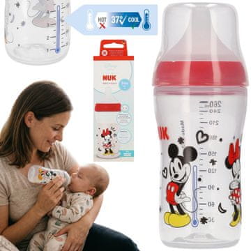 Disney DISNEY Minnie Mouse NUK Varna steklenička za hranjenje, proti koliki, silikonska, sesalnik za mlečno nadomestilo 260ml 3m+
