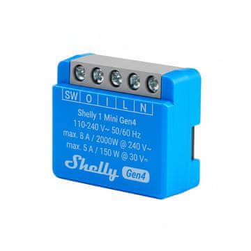 Shelly rele 1 Mini Gen4 pakiranje od 2 max 8A 1 kanal WLAN Matter Zigbee Bluetooth