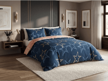 Ljubki dom Posteljnina iz mikroflanela STARMISS temno modra Velikost posteljnine: 70 x 90 cm | 140 x 200 cm