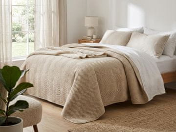 Ljubki dom Bež žametno pregrinjalo ARROW VELVET Velikost: 200 x 220 cm