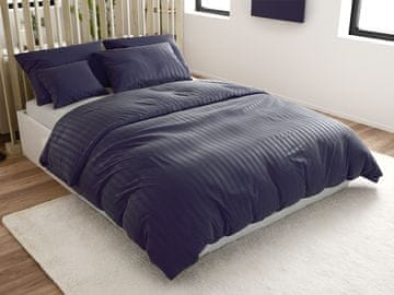 Ljubki dom Posteljnina iz mikrovlaken za hotele JASMINE PURE temno modra - črta 2 cm Velikost posteljnine: 70 x 90 cm | 140 x 200 cm