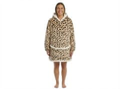 Ljubki dom Odeja iz jagnječje kože s kapuco in rokavi LEOPARD, krem