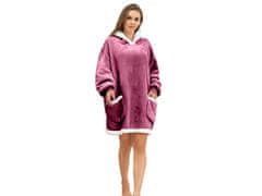 Ljubki dom Odeja iz jagnječje kože s kapuco in rokavi LAVENDER, bordo