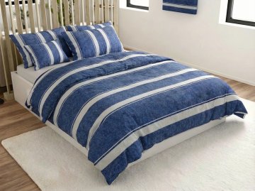 Ljubki dom Posteljnina iz krepa iz bombaža Renforcé BLUE LINE modra Dimenzije posteljnine: 70 x 90 cm | 140 x 200 cm