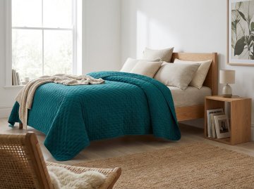 Ljubki dom Žametno posteljno pregrinjalo ASTRALIA, petrol Velikost: 170 x 210 cm