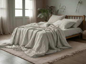 Ljubki dom Posteljnina iz muslina ČISTO svetlo siva Velikost posteljnine: 80 x 80 cm | 155 x 220 cm