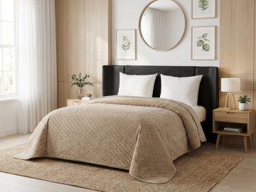 Ljubki dom Žametno posteljno pregrinjalo ASTRALIA, bež Velikost: 170 x 210 cm