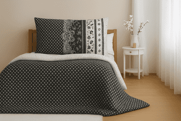 Ljubki dom Bombažna posteljnina za 2 postelji CANZONE BLACK, črna Velikost posteljnine: 2 kosa 70 x 90 cm | 2 kosa 140 x 200 cm