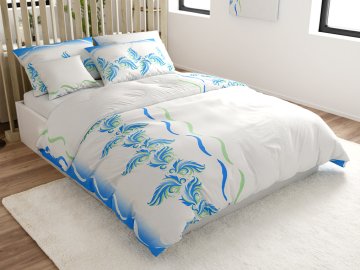 Ljubki dom Posteljnina iz mikrosatena SOFTURE, belo-modra Velikost posteljnine: 70 x 90 cm | 140 x 200 cm