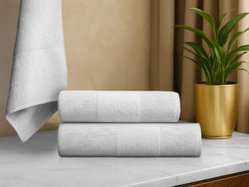 Ljubki dom Komplet brisač CARRARA, 1 kos 60x100 cm in 1 kos 40x55 cm, 100 % bombaž, bela