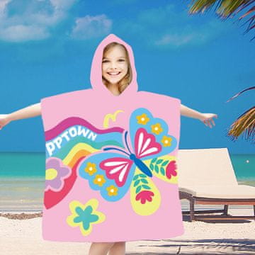 Ljubki dom Otroški pončo BUTTERFLY roza 60x90 cm