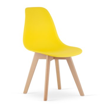 Ljubki dom Rumen stol KITO z bukovimi nogami