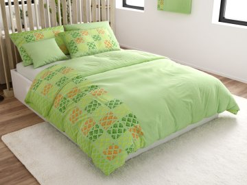 Ljubki dom Posteljnina VELLARI iz mikrosatena, zelena Dimenzije posteljnine: 70 x 90 cm | 140 x 200 cm