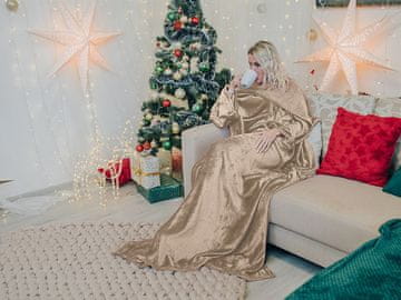 Ljubki dom Odeja z rokavi WRAPME bež