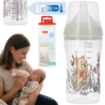 Disney DISNEY Medvedek Pu NUK Varna steklenička za hranjenje, proti koliki, silikonski dudek 260ml 3m+