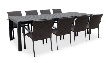 Texim Vrtni jedilni set GRANDE PASTO z raztegljivo mizo in 8 stoli WICKER PAT