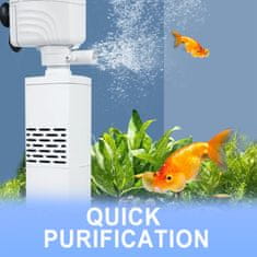 HOME & MARKER® Tihi 3-v-1 akvarijski filter 15W, zračenje in kroženje vode, izjemno tih motor, za sladkovodne akvarije | FILTPRO