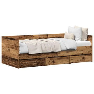 Vidaxl Dnevna postelja s predalom Star les 90 x 200 cm Konstruiran les