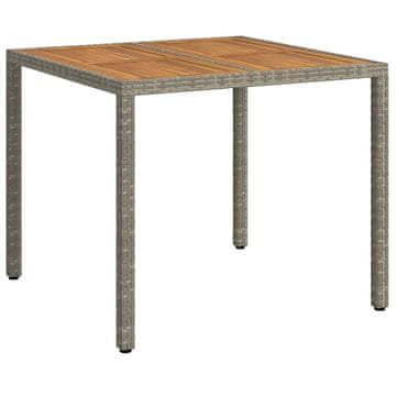 Vidaxl Vrtna miza Siva 90 x 90 x 75 cm poli ratan