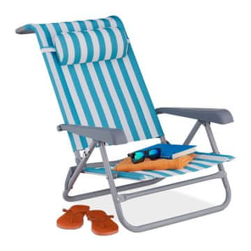 Northix Zložljiv ležalnik za plažo z vzglavnikom in 8 položaji
