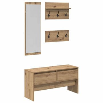 Vidaxl Komplet pohištva za predsobo 4 kos Oreh 90 x 31 x 46,5 cm