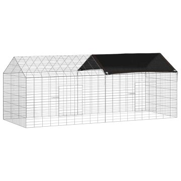 Vidaxl Kletka za zajce srebrna 200 x 78 x 78 cm Cinkana jeklena
