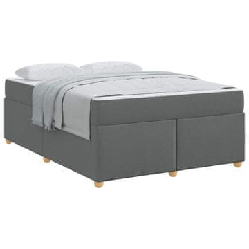 Vidaxl Konstrukcija postelje z vzmetnico Temno siva 140 x 200 cm blago