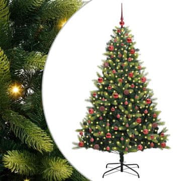 Vidaxl Umjetno hinged božično drevo 300 LED Zelena 180 cm PVC in PE