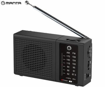 Manta Mardi120 Costa radijski sprejemnik, električno ali baterijsko napajanje, 3.5mm minijack, USB-C, črn (Matte Black)