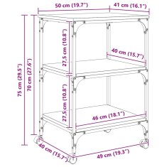 Vidaxl Stojalo za tiskalnik Star les 50 x 41 x 75 cm Konstruiran les