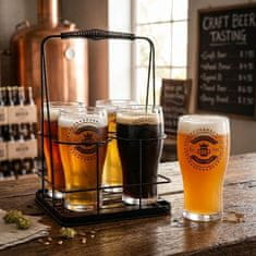 Mhome Set kozarec za pivo 570ml in stojalo Pub Beer / 4 kos / steklo, kovina