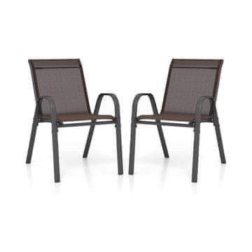 Northix Zložljiv komplet vrtnih stolov kovina tekstil 56x70x84 cm rjav