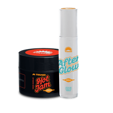 TAND Cosmetics Intense Glow Duo (HotJam + AfterGlow) – komplet za intenzivno porjavelost in nego po sončenju, hitrejši rezultati, podaljša ten, 100% naravno, vegansko