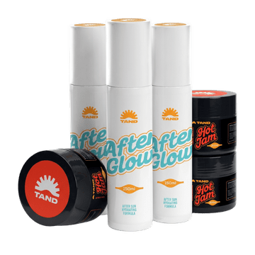 TAND Cosmetics Intense Glow Duo (HotJam + AfterGlow) – komplet za intenzivno porjavelost in nego po sončenju, hitrejši rezultati, podaljša ten, 100% naravno, vegansko