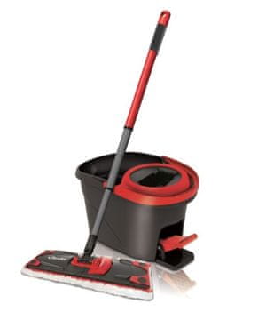 Vileda Vileda Ultramax Turbo Spin Mop - Črno-Rdeč, Zložljiva Ročka, Pralna Krpa za Laminate, Ploščice in Lesene Površine