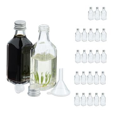 Northix Set 12 mini steklenic z navojnimi pokrovčki in lijakom