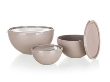 Banquet Skleda s pokrovom komplet 3 kosov (0,5,1,2,2,5l) iz plastike, LATTE CULINARIA