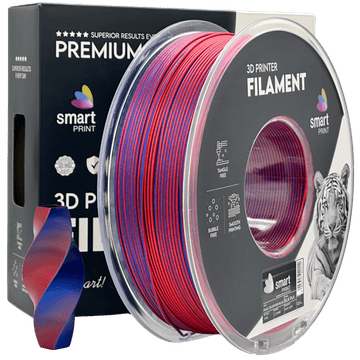Smart Print 5x Silk PLA Dvojna Barva rdeča modra Filament 1.75mm - Smart Print Sijajni Filament za 3D Tisk (1kg Kolut)